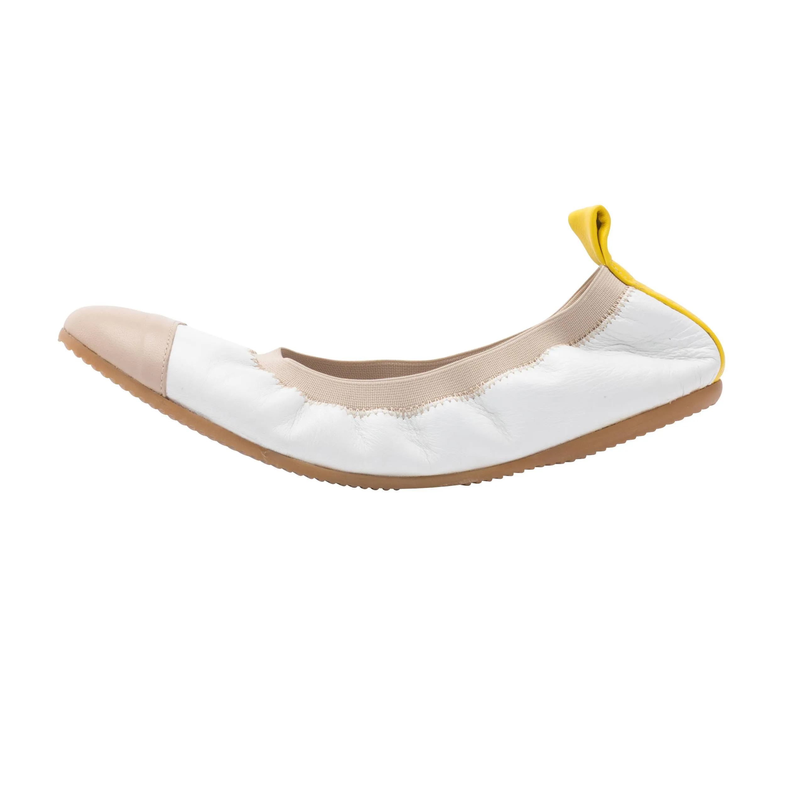 Allegra - Nude, White and Yellow Ballet Flat