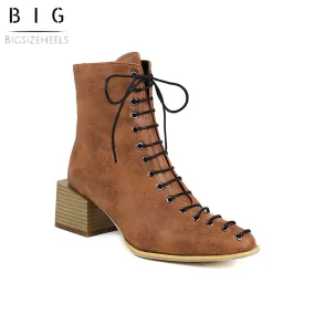 Bigsizeheels Calfskin lace-up Martin boots - Brown