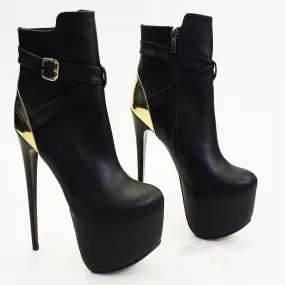 Black Gold High Heel Boots