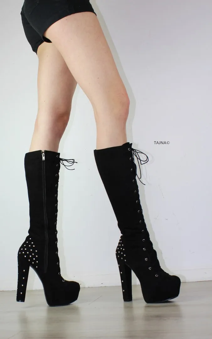 Black Pinned Platform Boots