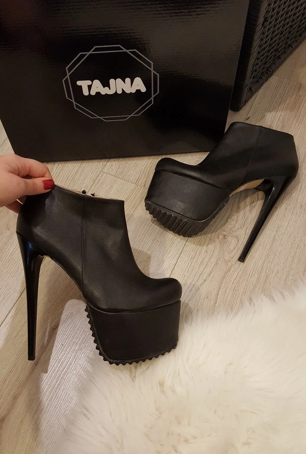 Black Sport Platform Ankle Booties