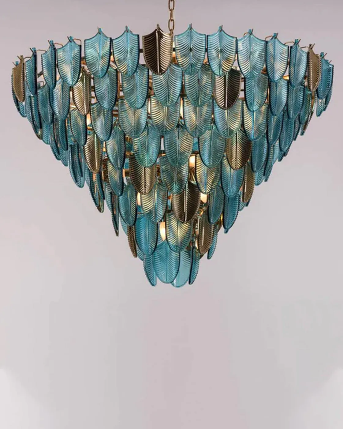 Blue Crystal Leaf Chandelier - 800MM