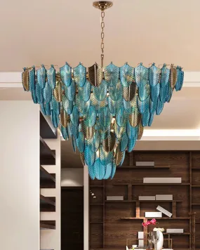 Blue Crystal Leaf Chandelier - 800MM