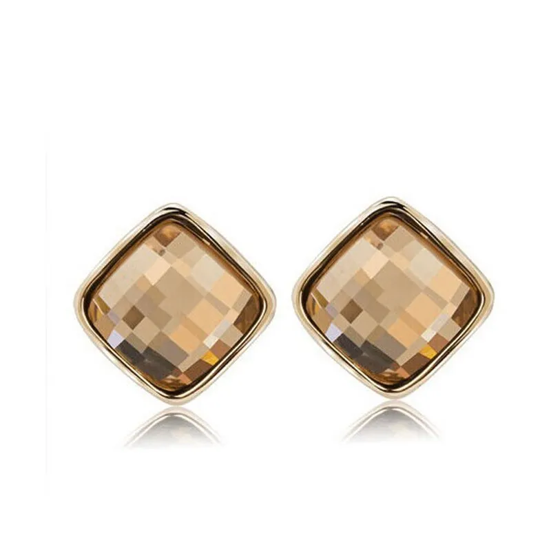 Brincos Vintage Long Square Crystal Earring Big Geometric Stud Earrings