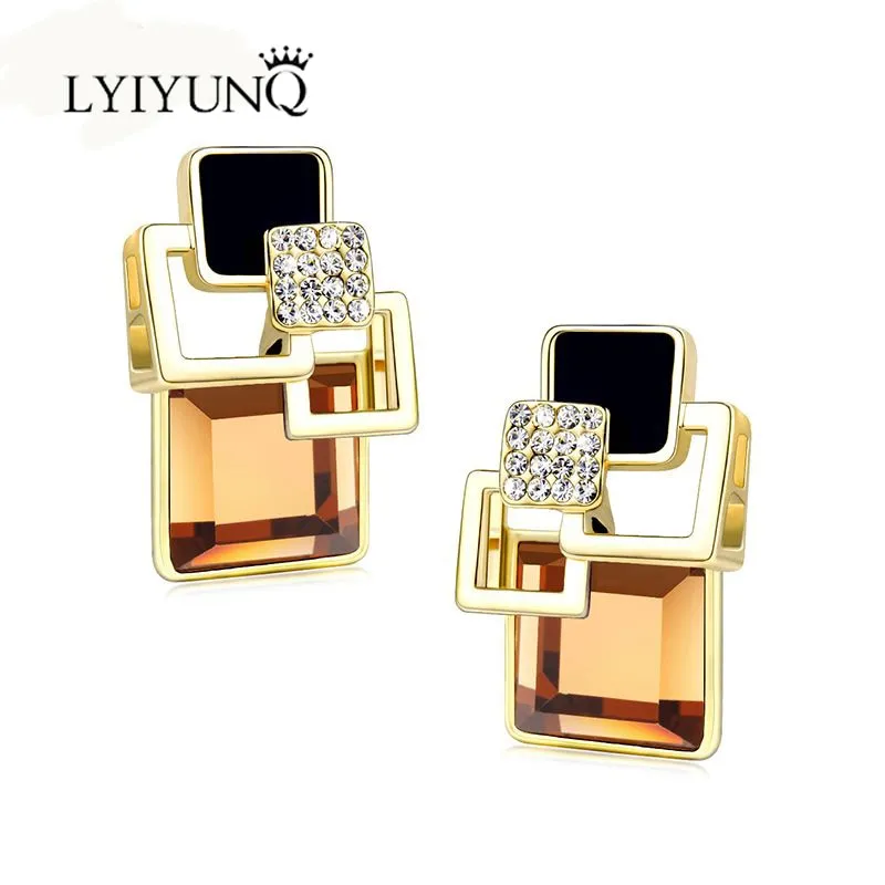 Brincos Vintage Long Square Crystal Earring Big Geometric Stud Earrings