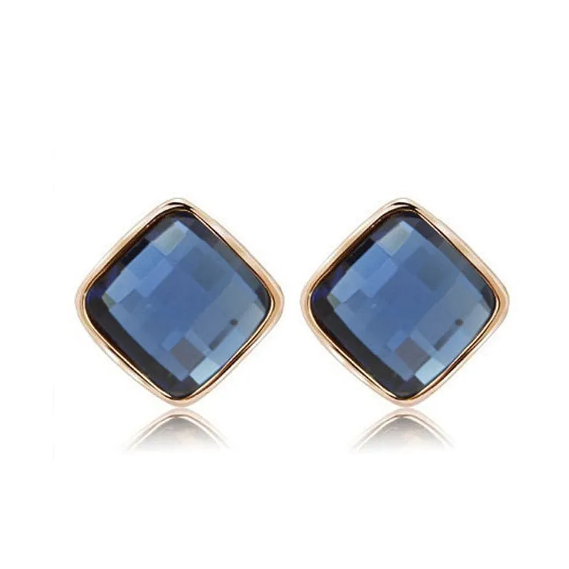 Brincos Vintage Long Square Crystal Earring Big Geometric Stud Earrings