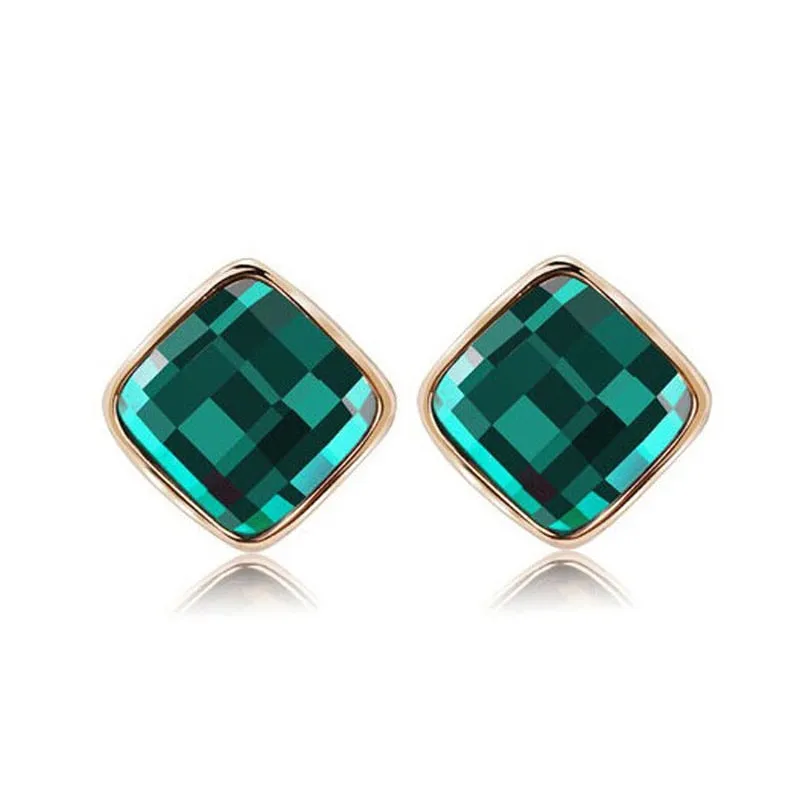 Brincos Vintage Long Square Crystal Earring Big Geometric Stud Earrings