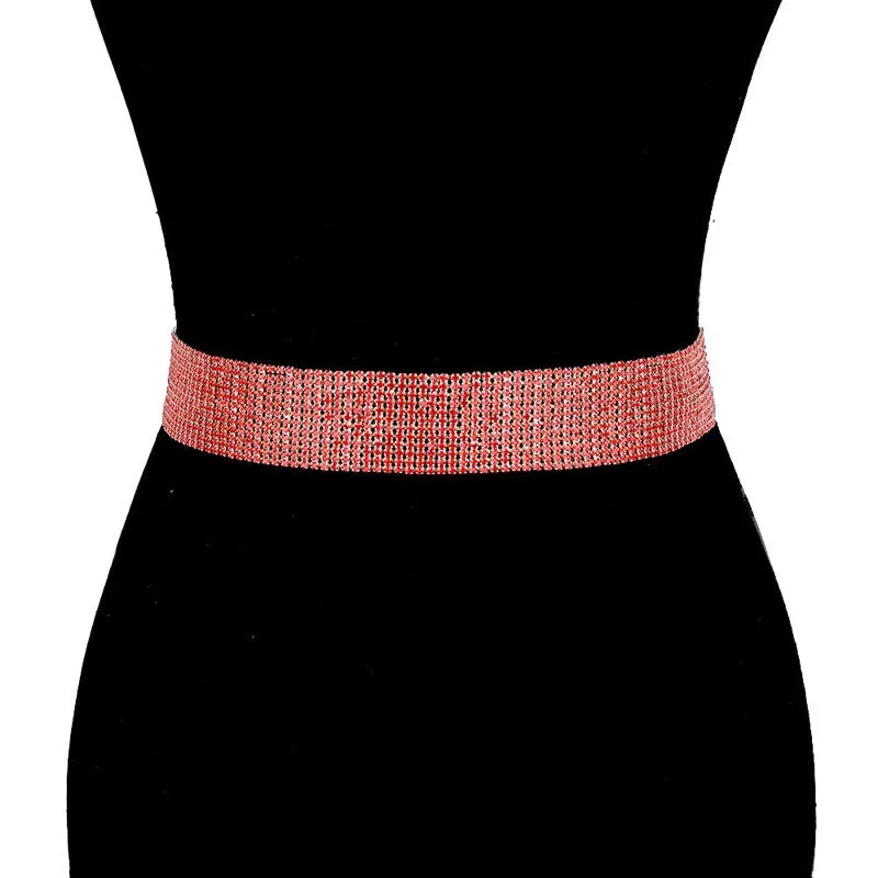 Crystal Accented Rhinestone Pave Embellished Belt