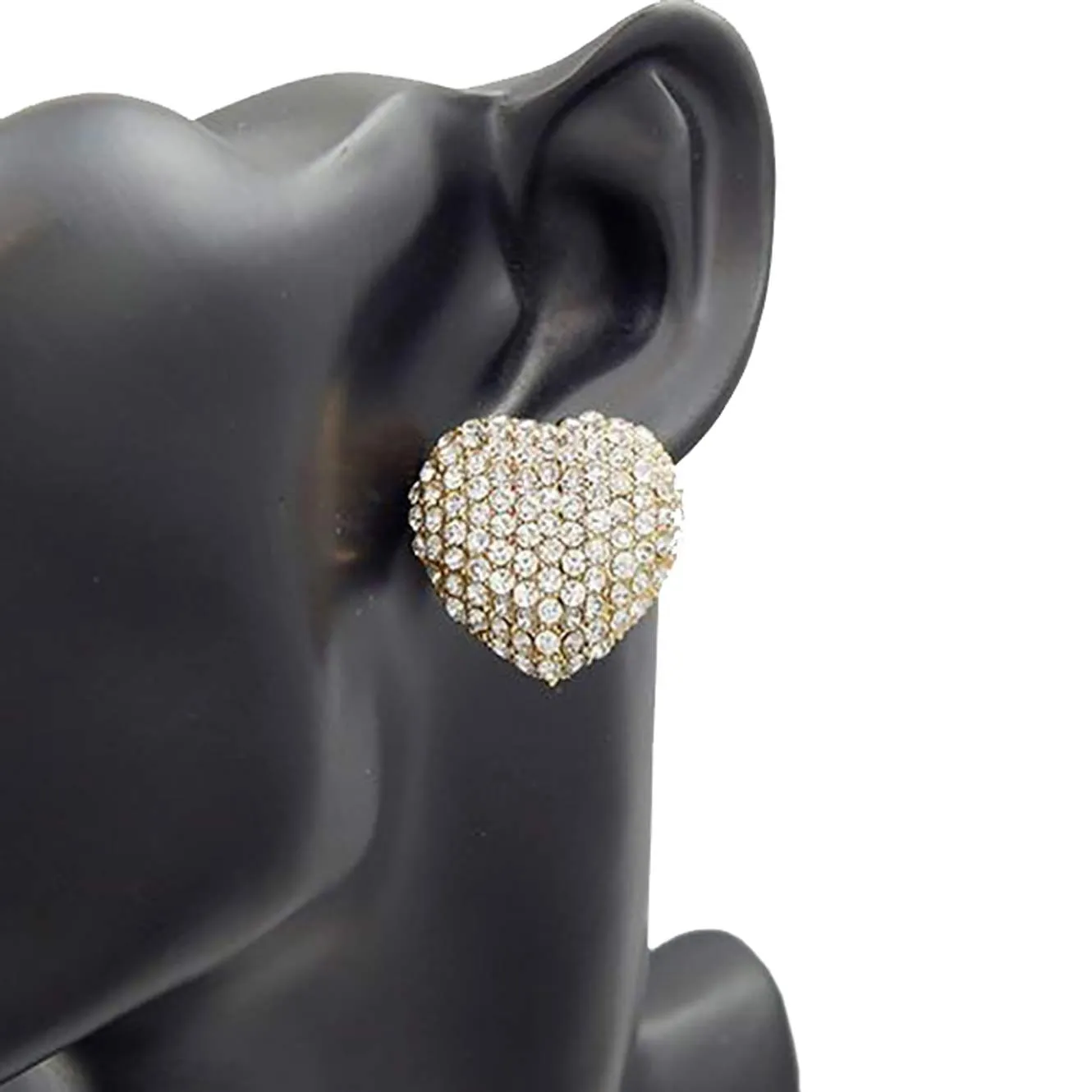 Crystal Embellished Heart Stud Earrings