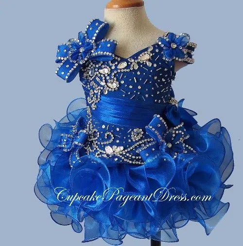 Glitz Crystal Bodice Little Girl Cupcake Pageant Dress