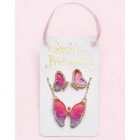 Great Pretenders Boutique Butterfly Necklace & Studded Earing Set