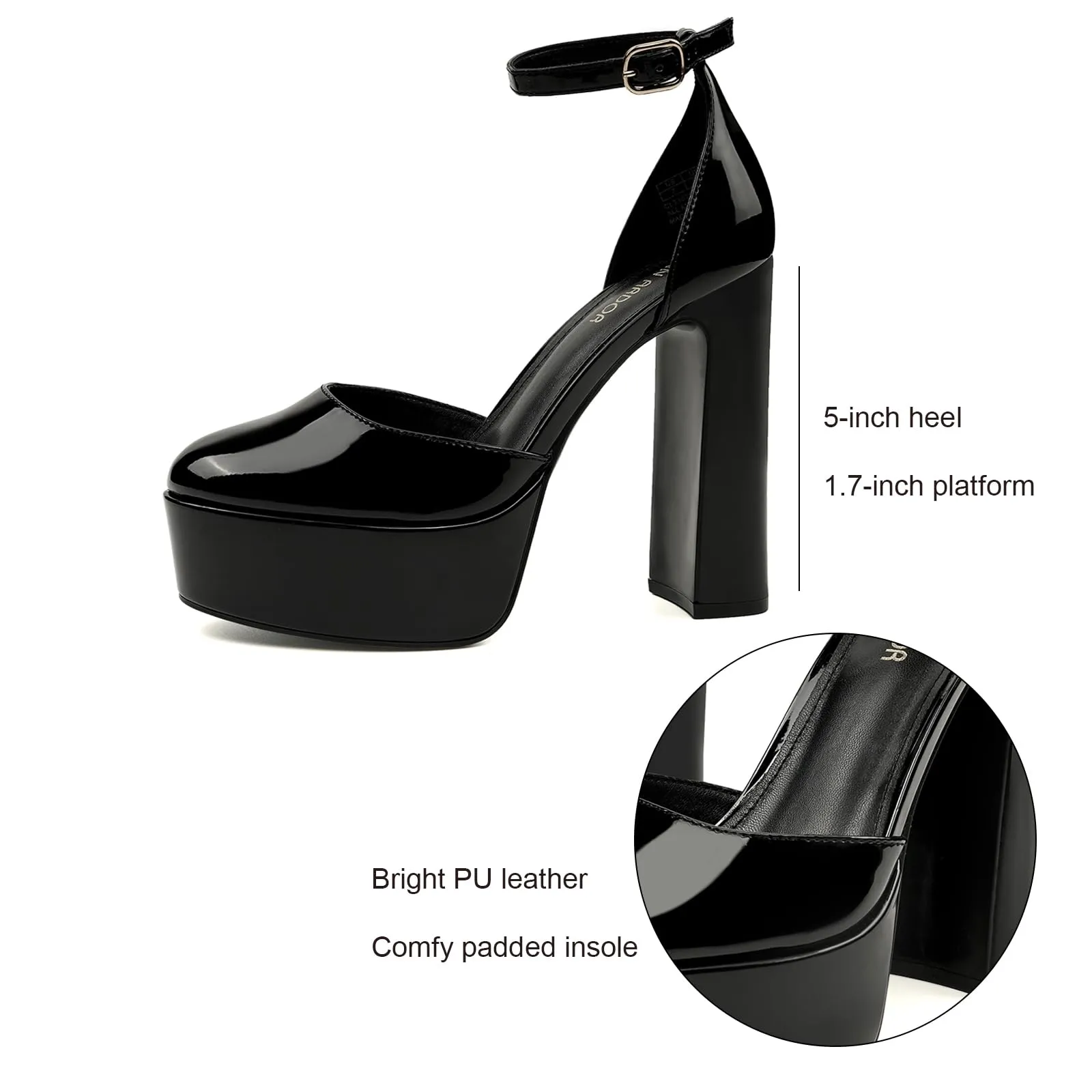 JENN ARDOR Women's Platform Heels Chunky High Heel Pumps Block Heels Ankle Strap Closed Toe for Dress Wedding Party Pumps