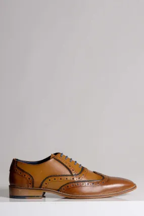 MARCO - Tan Blue Leather Wingtip Oxford Shoe