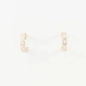 Matte Gold Pearl Studded Hoops