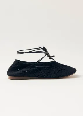 Rosemary Crochet Black Ballet Flats