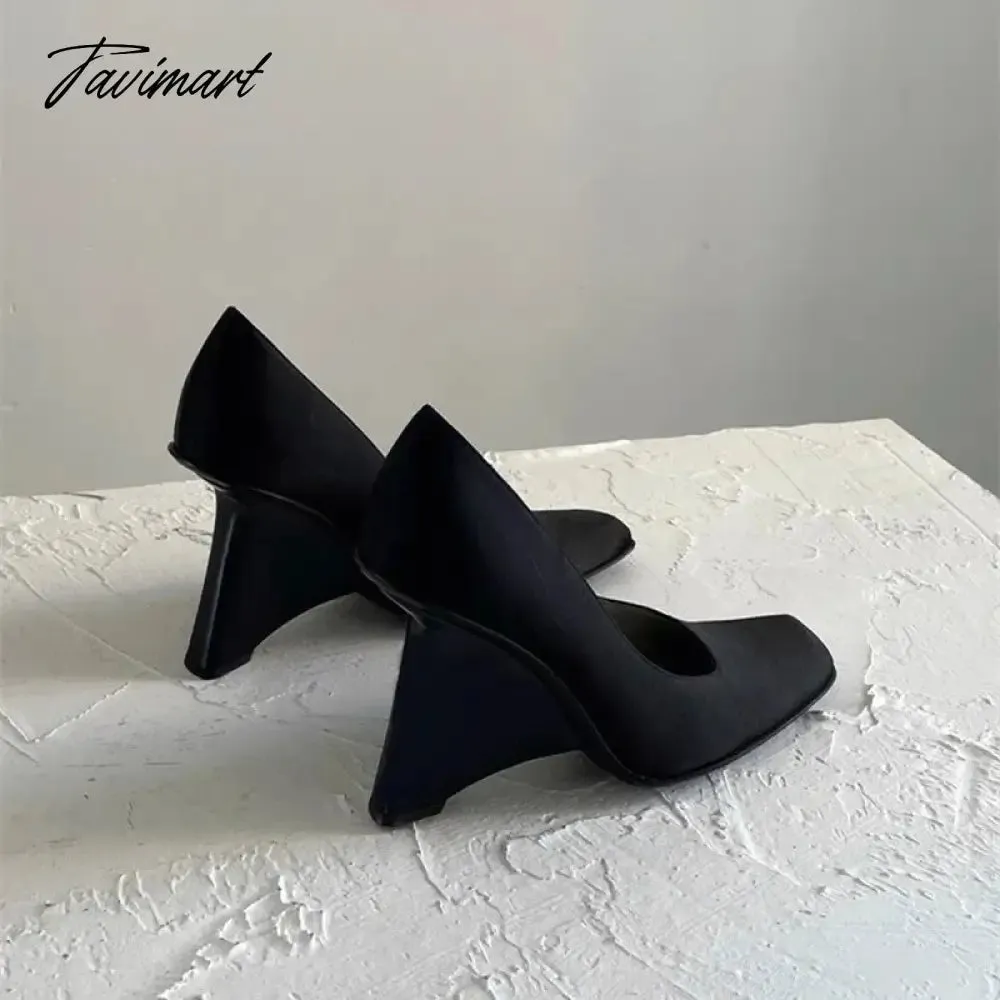 TAVIMART  -  Square Toe 2024 Queen Of The Workplace Banquet Women Shoes Black Elegant Strange Heel Women Shoes Fashion Zapatos Para Mujeres