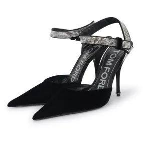 Tom Ford Black Velvet Asymmetric Crystal Pumps 37