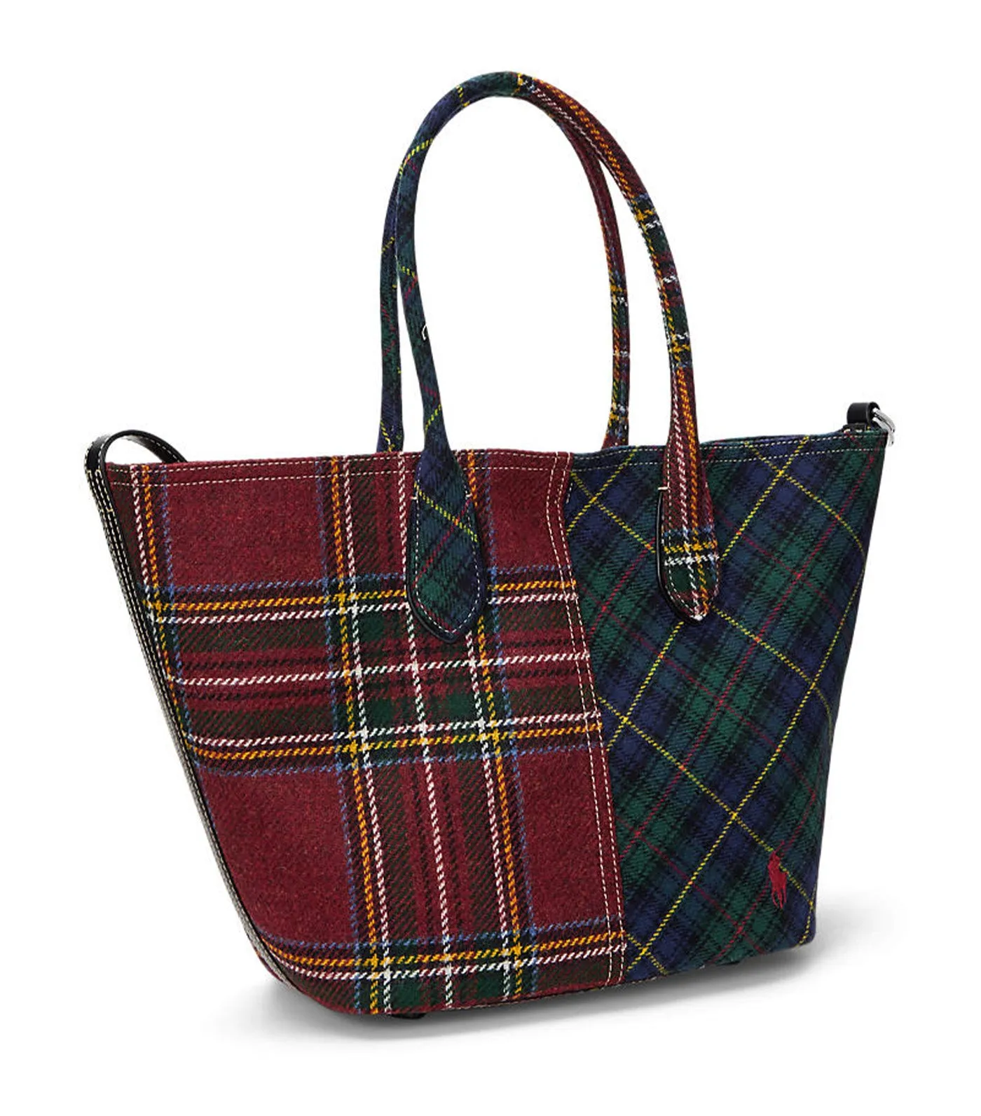 Women's Patchwork Wool Medium Bellport Tote Red Multi